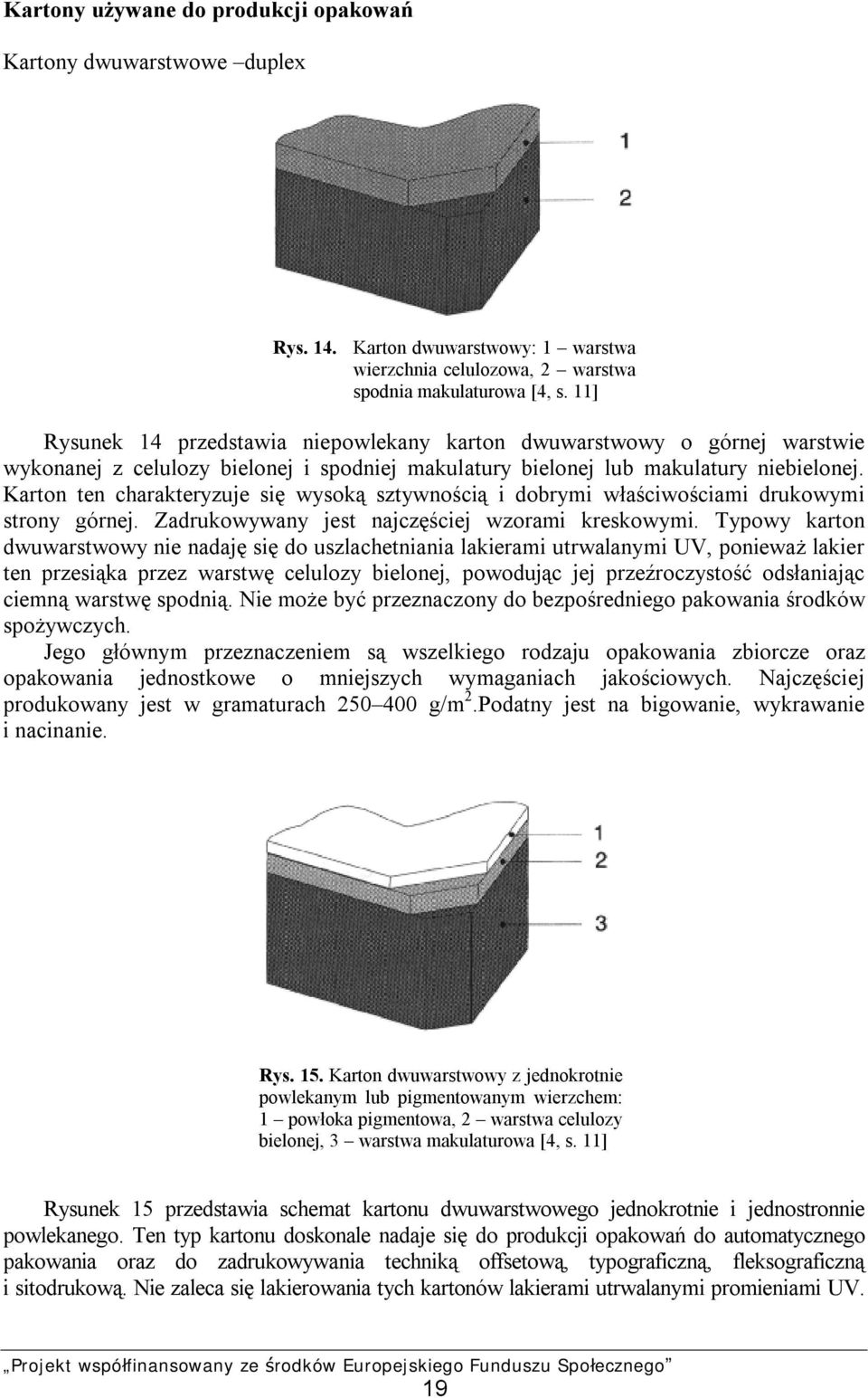 Karton ten charakteryzuje się wysoką sztywnością i dobrymi właściwościami drukowymi strony górnej. Zadrukowywany jest najczęściej wzorami kreskowymi.