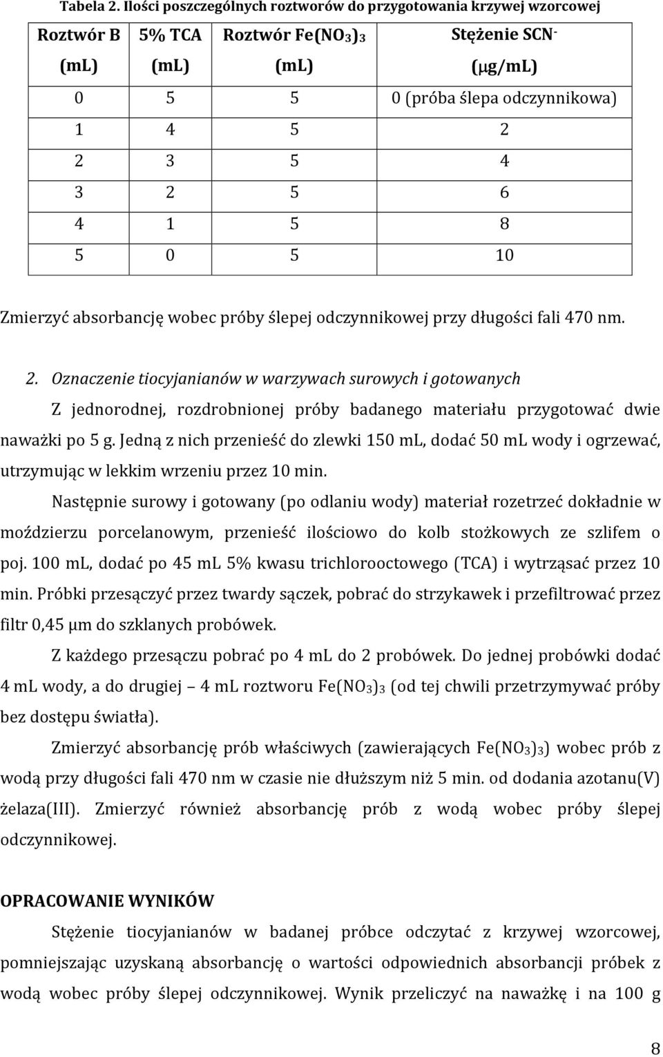1 5 8 5 0 5 10 Zmierzyć absorbancję wobec próby ślepej odczynnikowej przy długości fali 470 nm. 2.