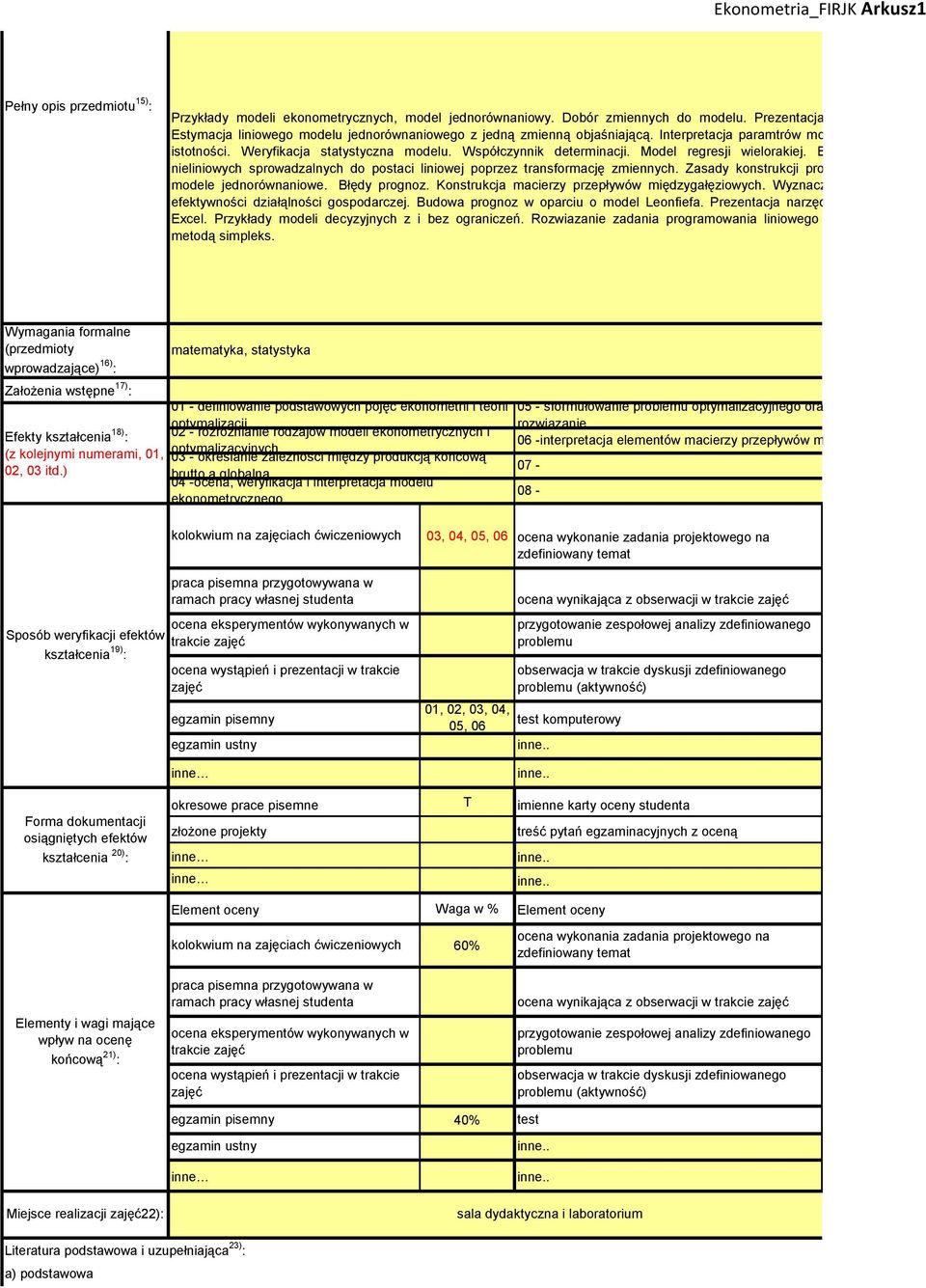 Model regresji wielorakiej. Estymacja modeli nieliniowych sprowadzalnych do postaci liniowej poprzez transformację zmiennych. Zasady konstrukcji prognoz w opaciu o modele jednorównaniowe.