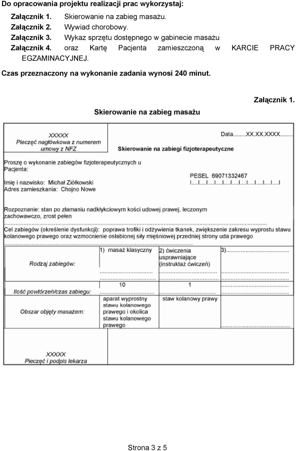 Wykaz sprz tu dost pnego w gabinecie masa u Za cznik 4.