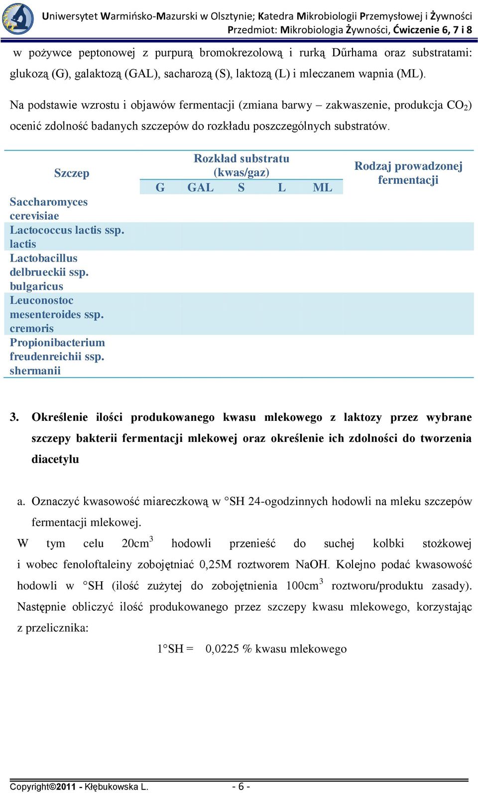 Szczep Saccharomyces cerevisiae Lactococcus lactis ssp. lactis Lactobacillus delbrueckii ssp. bulgaricus Leuconostoc mesenteroides ssp. cremoris Propionibacterium freudenreichii ssp.