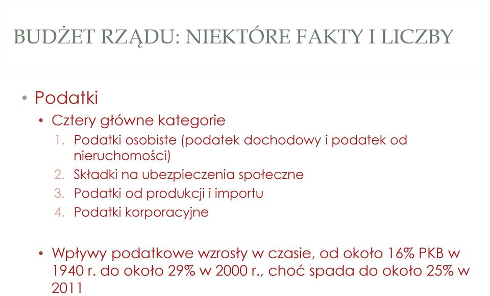 Składki na ubezpieczenia społeczne 3. Podatki od produkcji i importu 4.