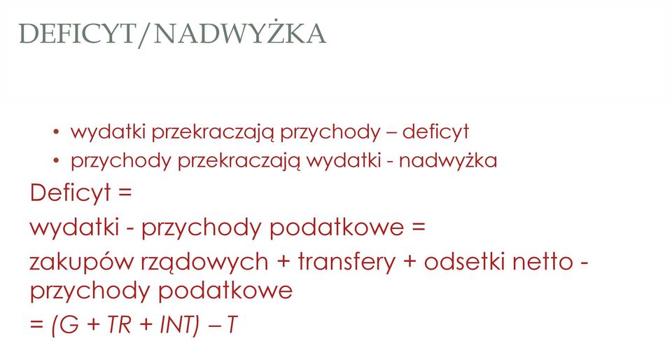 wydatki - przychody podatkowe = zakupów rządowych +