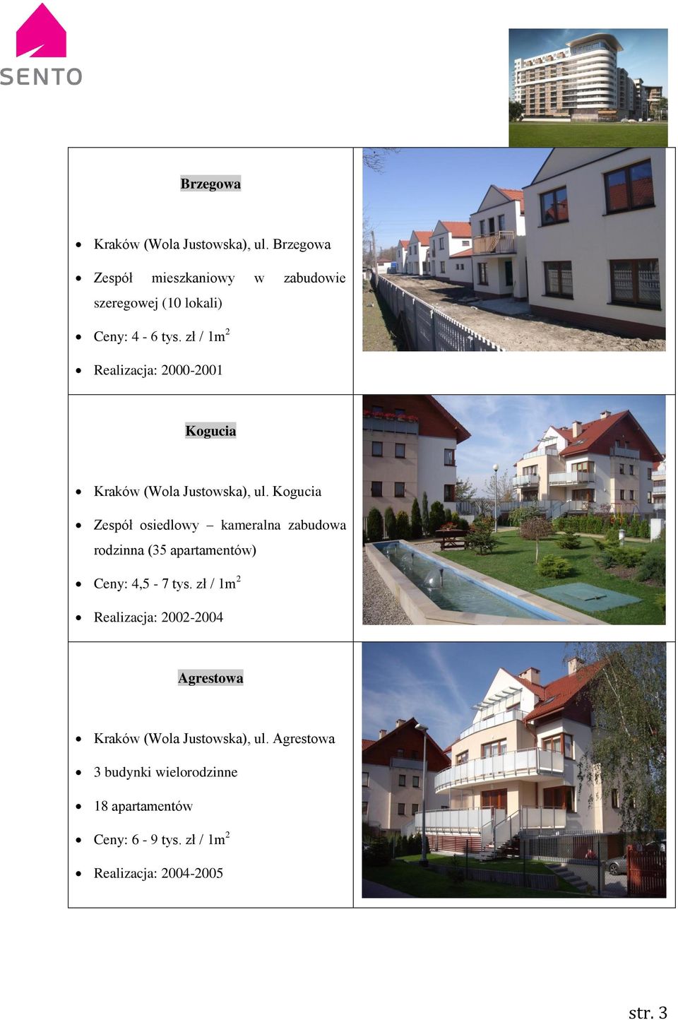 zł / 1m 2 Realizacja: 2000-2001 Kogucia Kraków (Wola Justowska), ul.