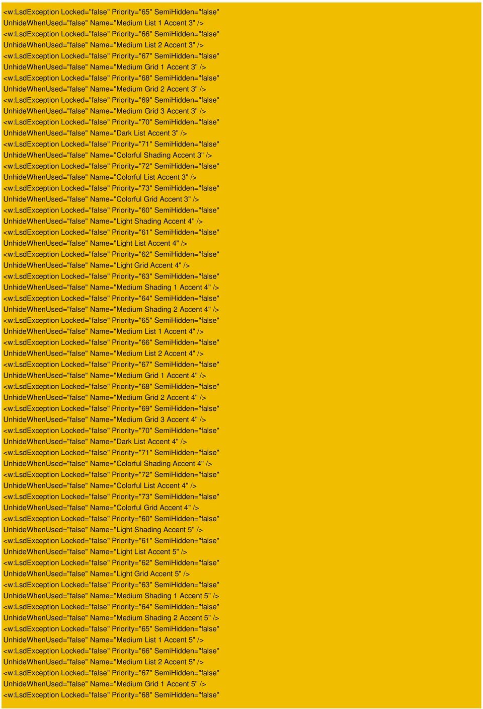 UnhideWhenUsed="false" Name="Colorful List Accent 3" /> UnhideWhenUsed="false" Name="Colorful Grid Accent 3" /> UnhideWhenUsed="false" Name="Light Shading Accent 4" /> UnhideWhenUsed="false"