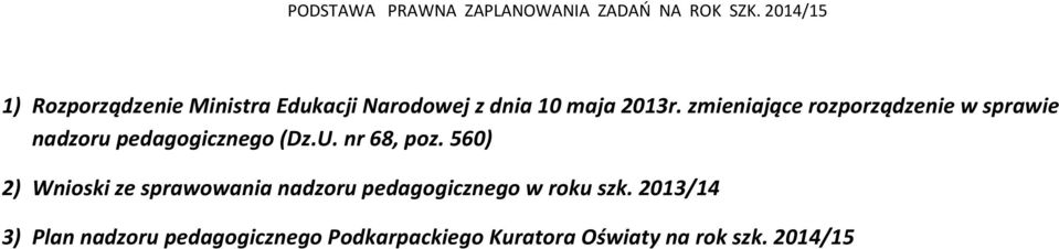 zmieniające rozporządzenie w sprawie nadzoru pedagogicznego (Dz.U. nr 68, poz.