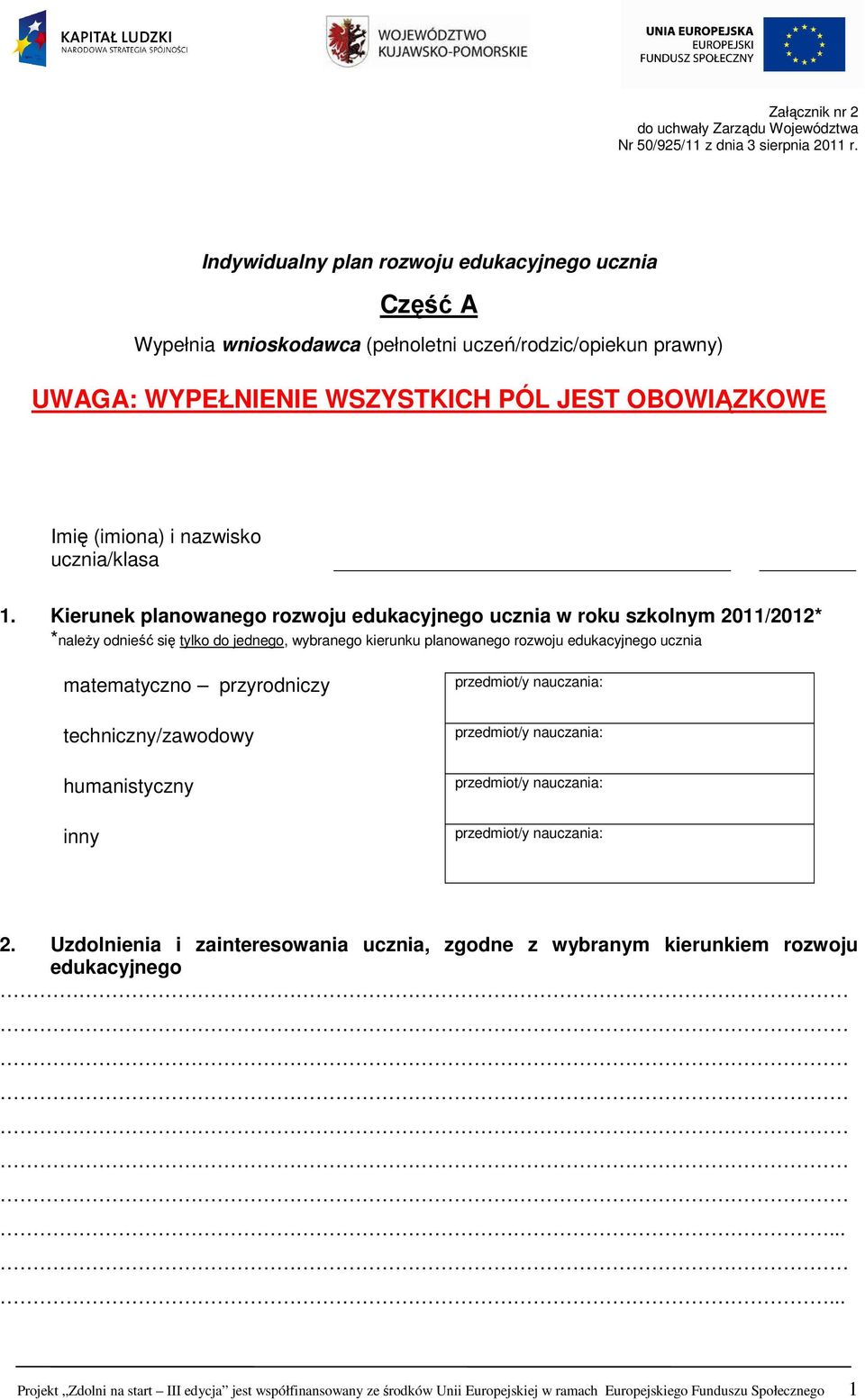 nazwisko ucznia/klasa 1.
