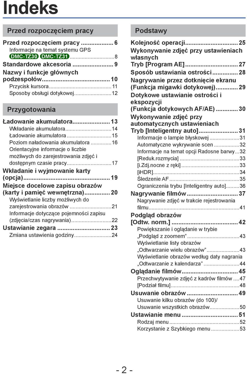 ..16 Orientacyjne informacje o liczbie możliwych do zarejestrowania zdjęć i dostępnym czasie pracy...17 Wkładanie i wyjmowanie karty (opcja).