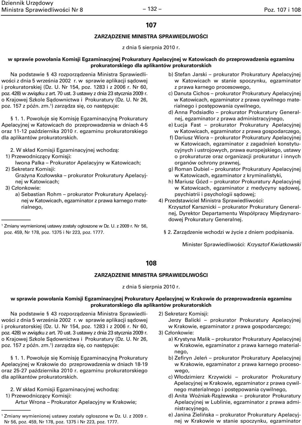 egzaminu prokuratorskiego ) Przewodniczący Komisji: Anna Habało Prokurator Apelacyjny w Rzeszowie; Witold Wrzos prokurator Prokuratury Apelacyjnej w Rzeszowie, egzaminator z prawa gospodarczego; a)