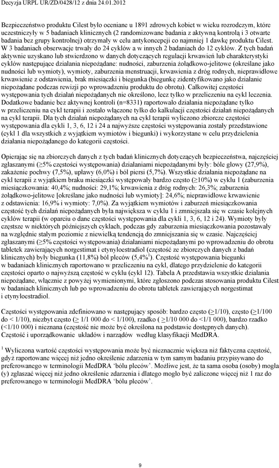 Z tych badań aktywnie uzyskano lub stwierdzono w danych dotyczących regulacji krwawień lub charakterystyki cyklów następujące działania niepożądane: nudności, zaburzenia żołądkowo-jelitowe (określane