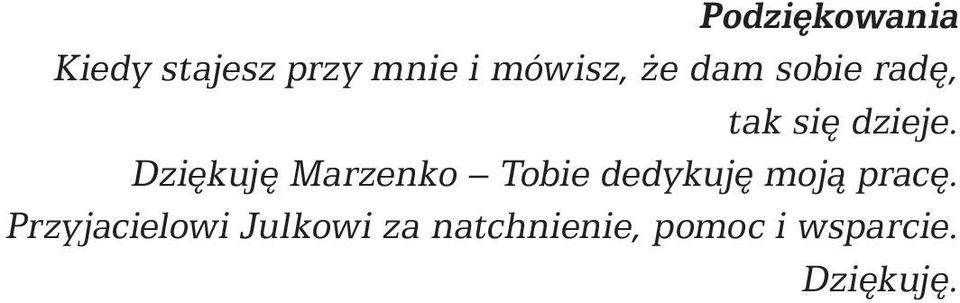 Dziękuję Marzenko Tobie dedykuję moją pracę.
