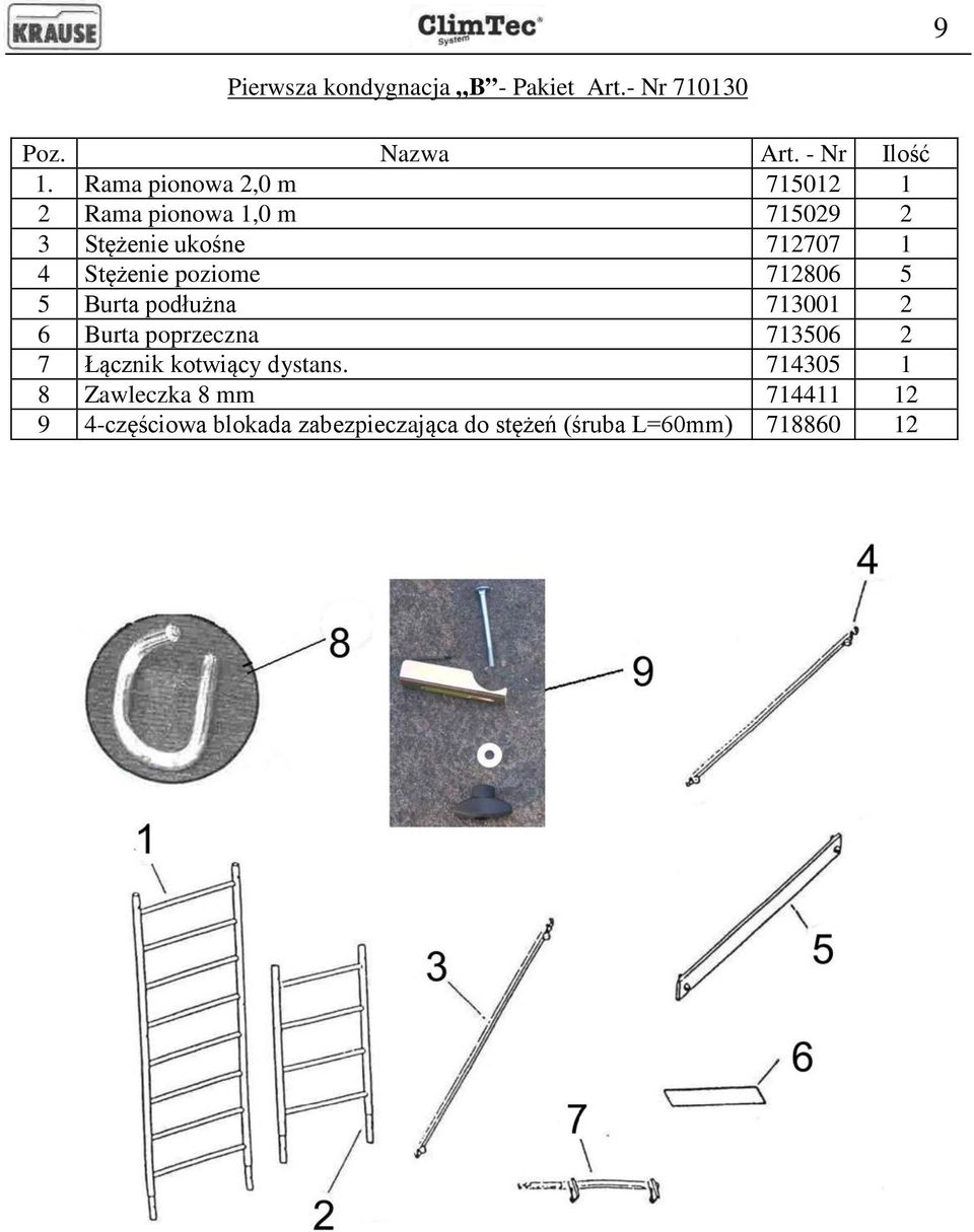 poziome 712806 5 5 Burta podłużna 713001 2 6 Burta poprzeczna 713506 2 7 Łącznik kotwiący