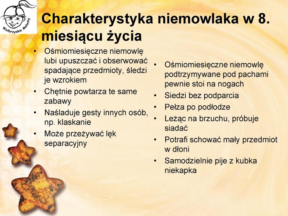 powtarza te same zabawy Naśladuje gesty innych osób, np.