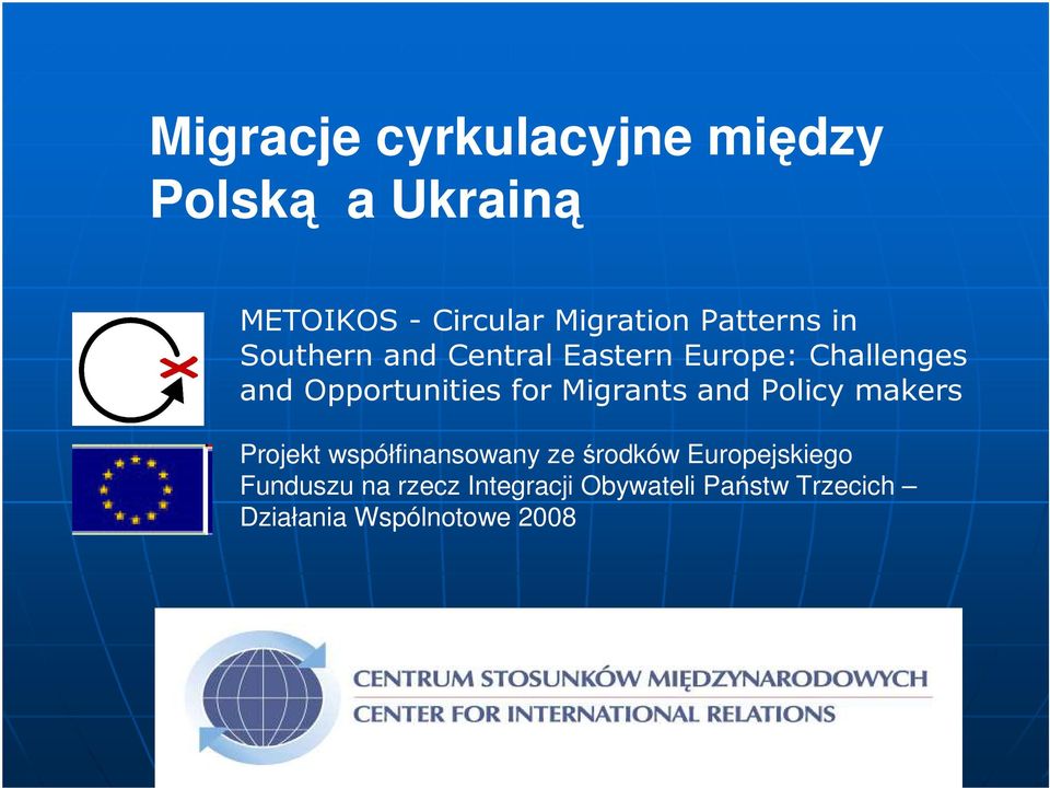 for Migrants and Policy makers Projekt współfinansowany ze środków