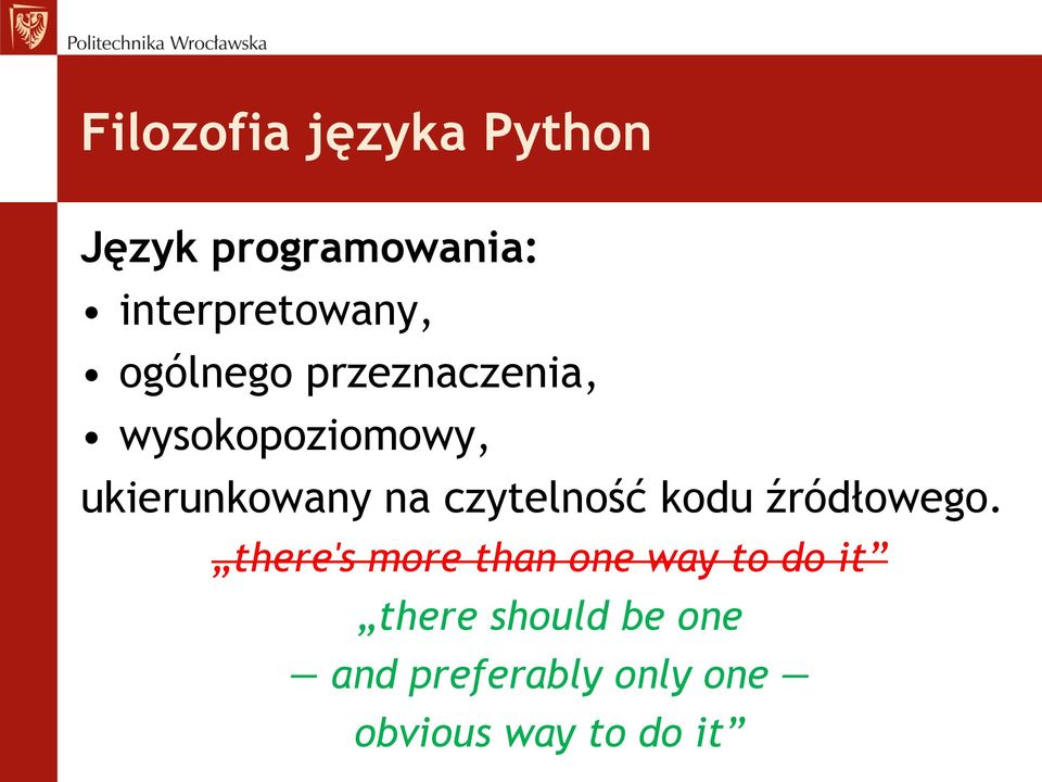 czytelność kodu źródłowego.