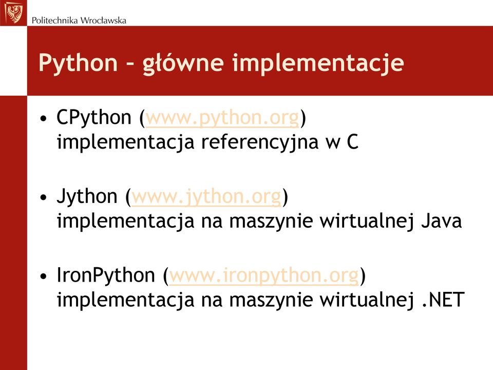 org) implementacja na maszynie wirtualnej Java