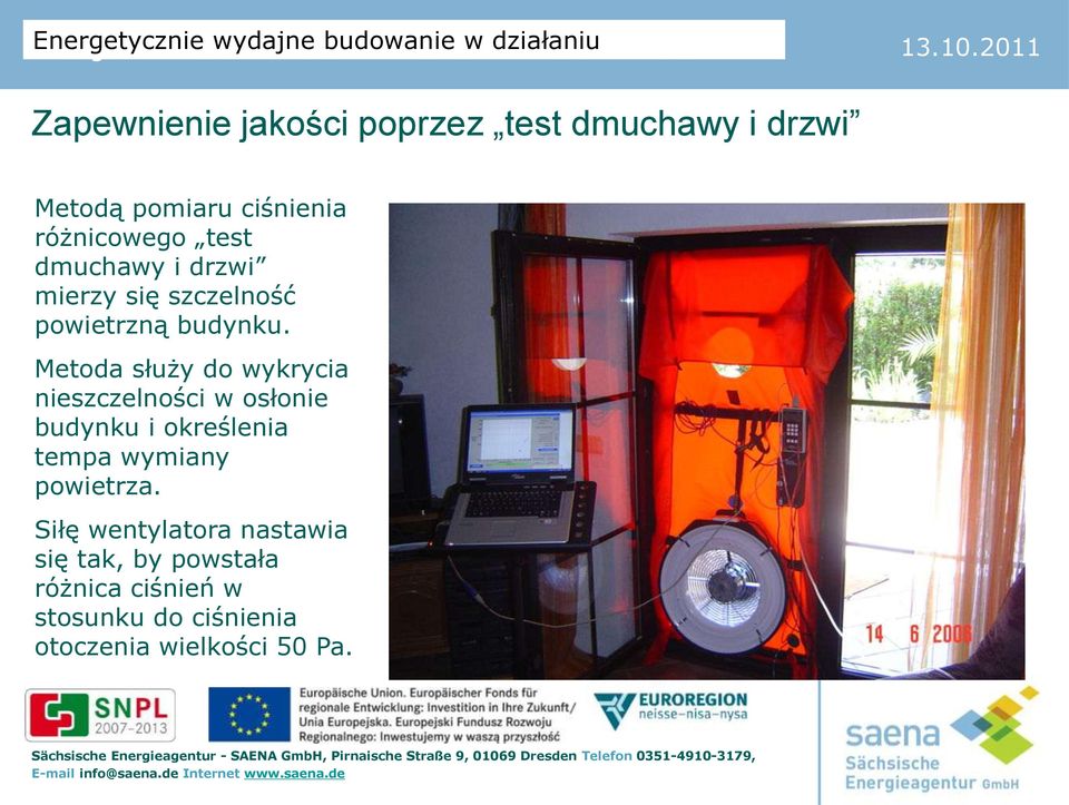 Metoda służy do wykrycia nieszczelności w osłonie budynku i określenia tempa wymiany