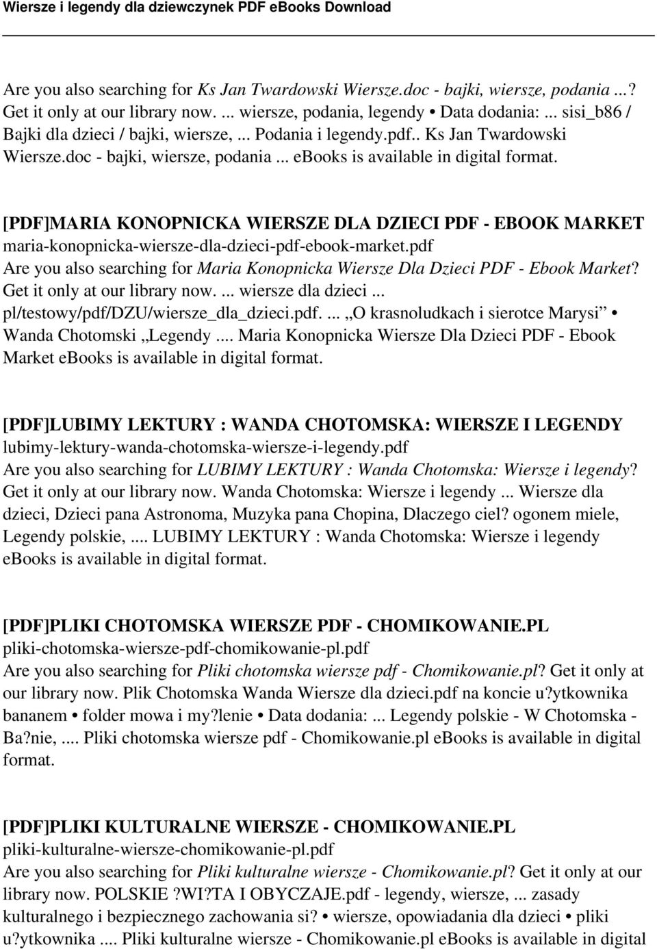 .. [PDF]MARIA KONOPNICKA WIERSZE DLA DZIECI PDF - EBOOK MARKET maria-konopnicka-wiersze-dla-dzieci-pdf-ebook-market.