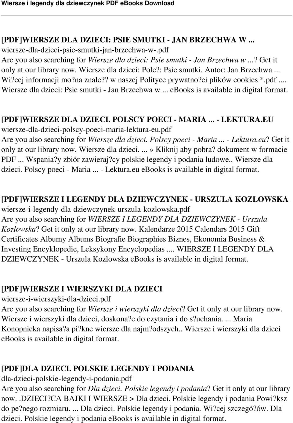 .. Wiersze dla dzieci: Psie smutki - Jan Brzechwa w... [PDF]WIERSZE DLA DZIECI. POLSCY POECI - MARIA... - LEKTURA.EU wiersze-dla-dzieci-polscy-poeci-maria-lektura-eu.