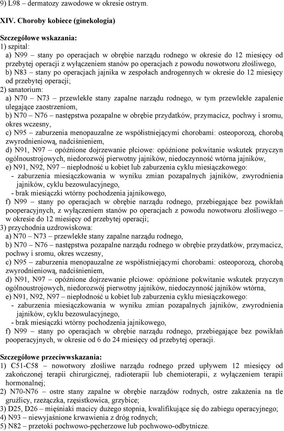 N83 stany po operacjach jajnika w zespołach androgennych w okresie do 12 miesięcy od przebytej operacji; a) N70 N73 przewlekłe stany zapalne narządu rodnego, w tym przewlekłe zapalenie ulegające