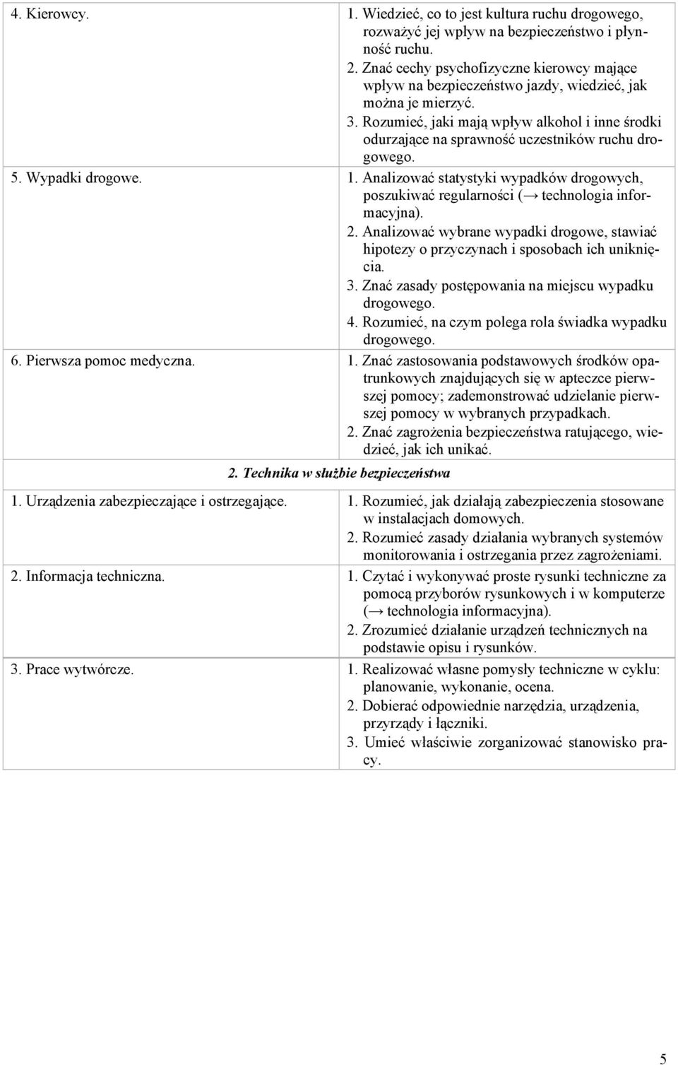 Rozumieć, jaki mają wpływ alkohol i inne środki odurzające na sprawność uczestników ruchu drogowego. 5. Wypadki drogowe. 1.