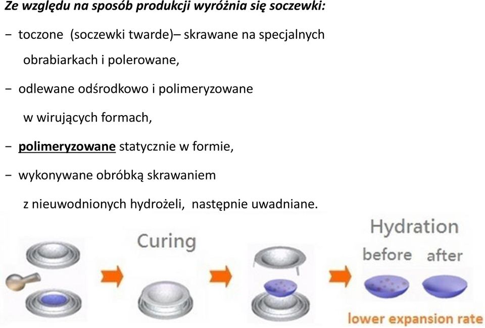 odśrodkowo i polimeryzowane w wirujących formach, polimeryzowane statycznie