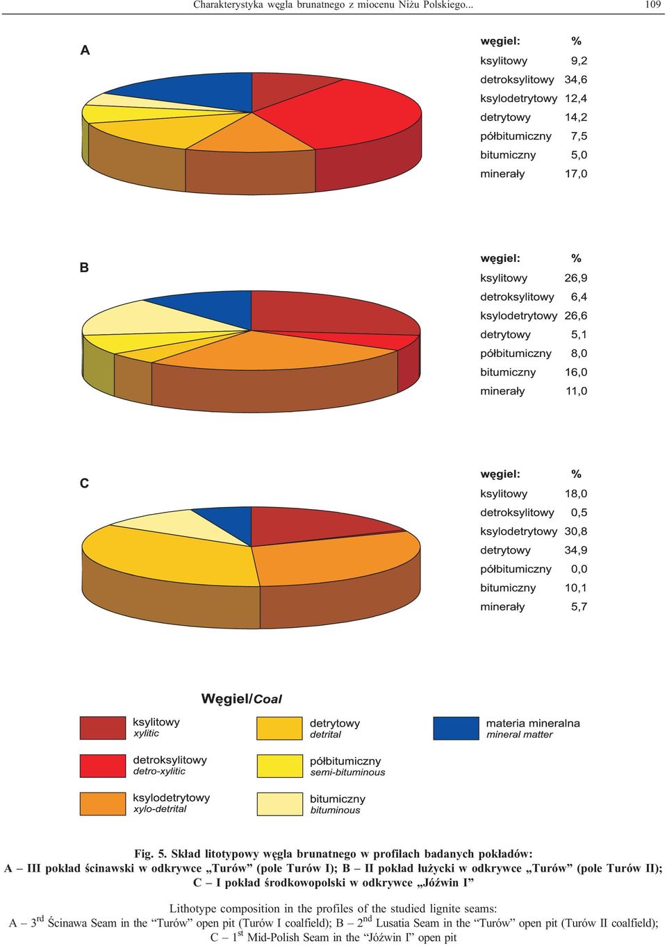 ³u ycki w odkrywce Turów (pole Turów II); C I pok³ad œrodkowopolski w odkrywce JóŸwin I Lithotype composition in the profiles of the