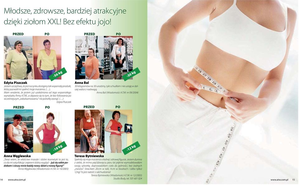 ( ) Edyta Piszczek PRZED PO Anna Bal 30 kilogramów na 30 urodziny, tyle schudłam i nie ustaję w dalszej walce z nadwagą. Anna Bal (Wi