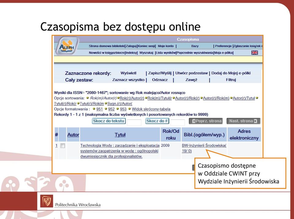 dostępne w Oddziale CWINT