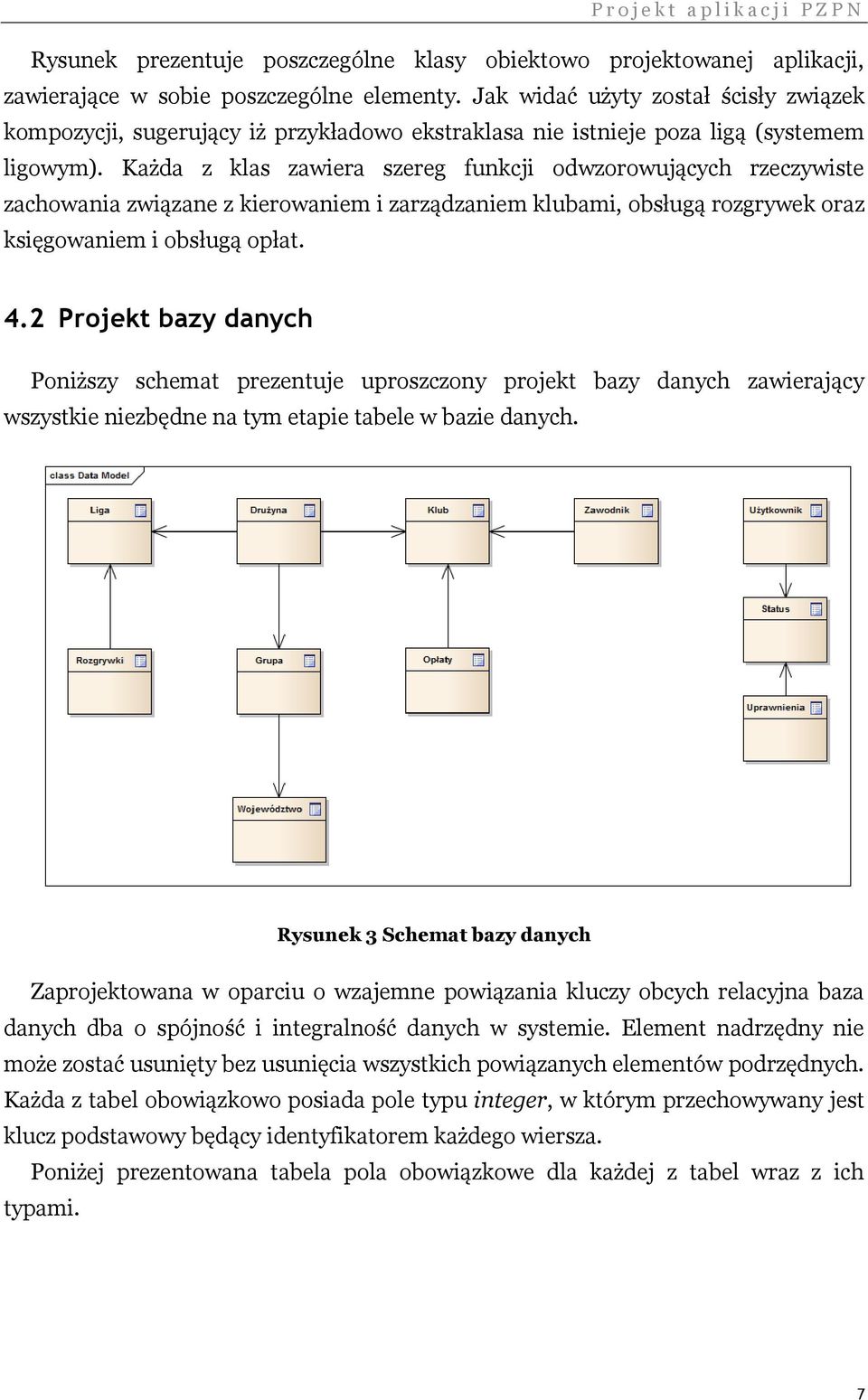 Każda z klas zawiera szereg funkcji odwzorowujących rzeczywiste zachowania związane z kierowaniem i zarządzaniem klubami, obsługą rozgrywek oraz księgowaniem i obsługą opłat. 4.