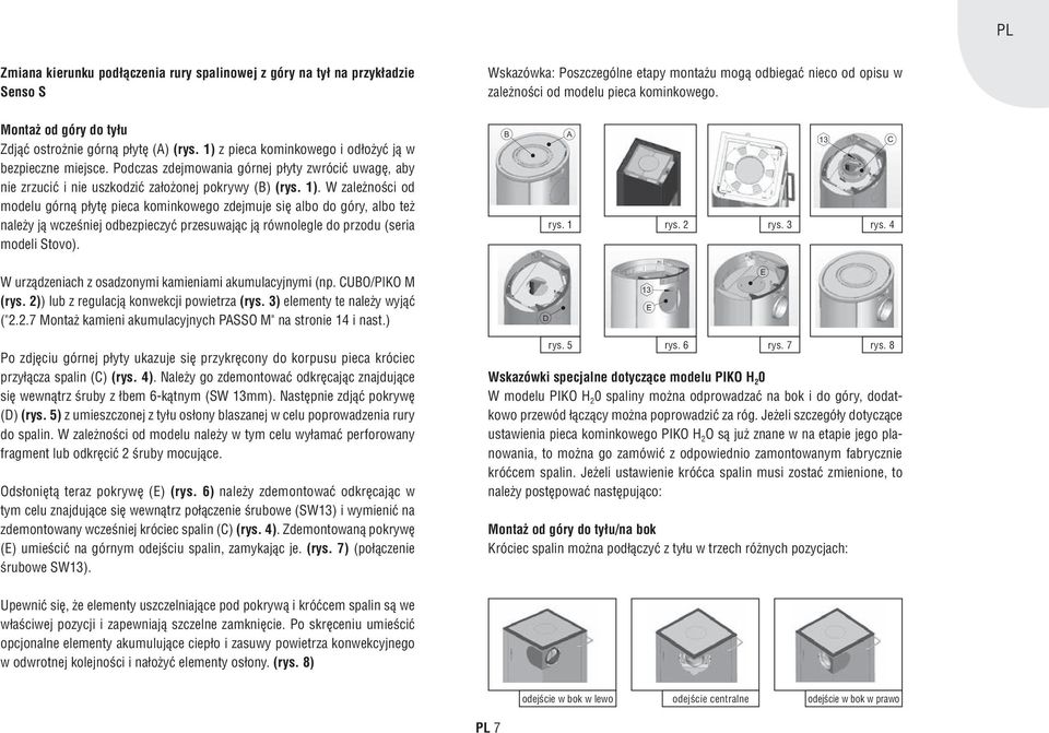 Podczas zdejmowania górnej płyty zwrócić uwagę, aby nie zrzucić i nie uszkodzić założonej pokrywy (B) (rys. 1).