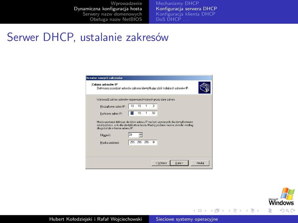 Konfiguracja klienta DHCP