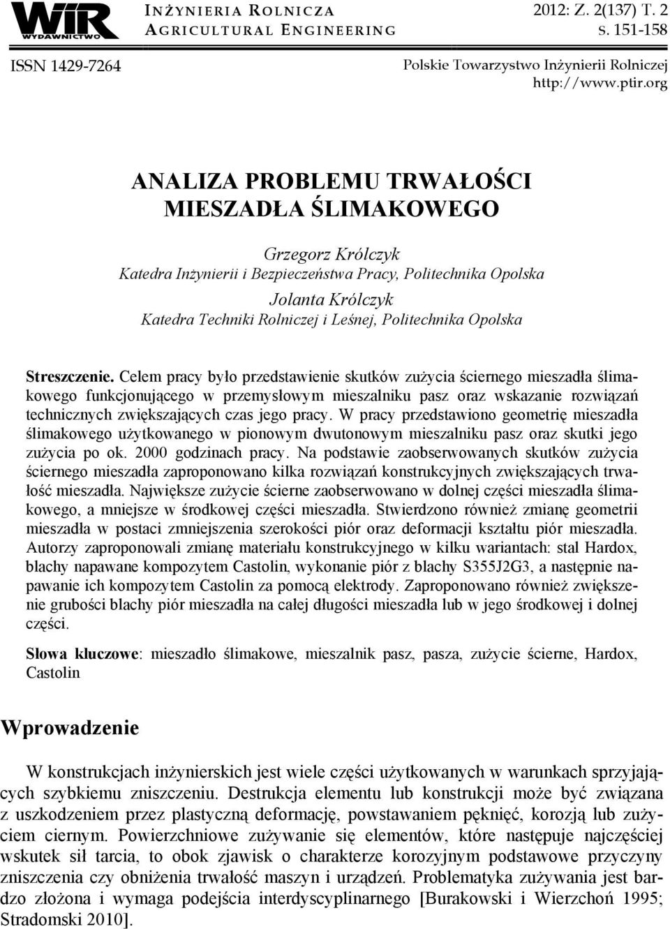 Politechnika Opolska Streszczenie.