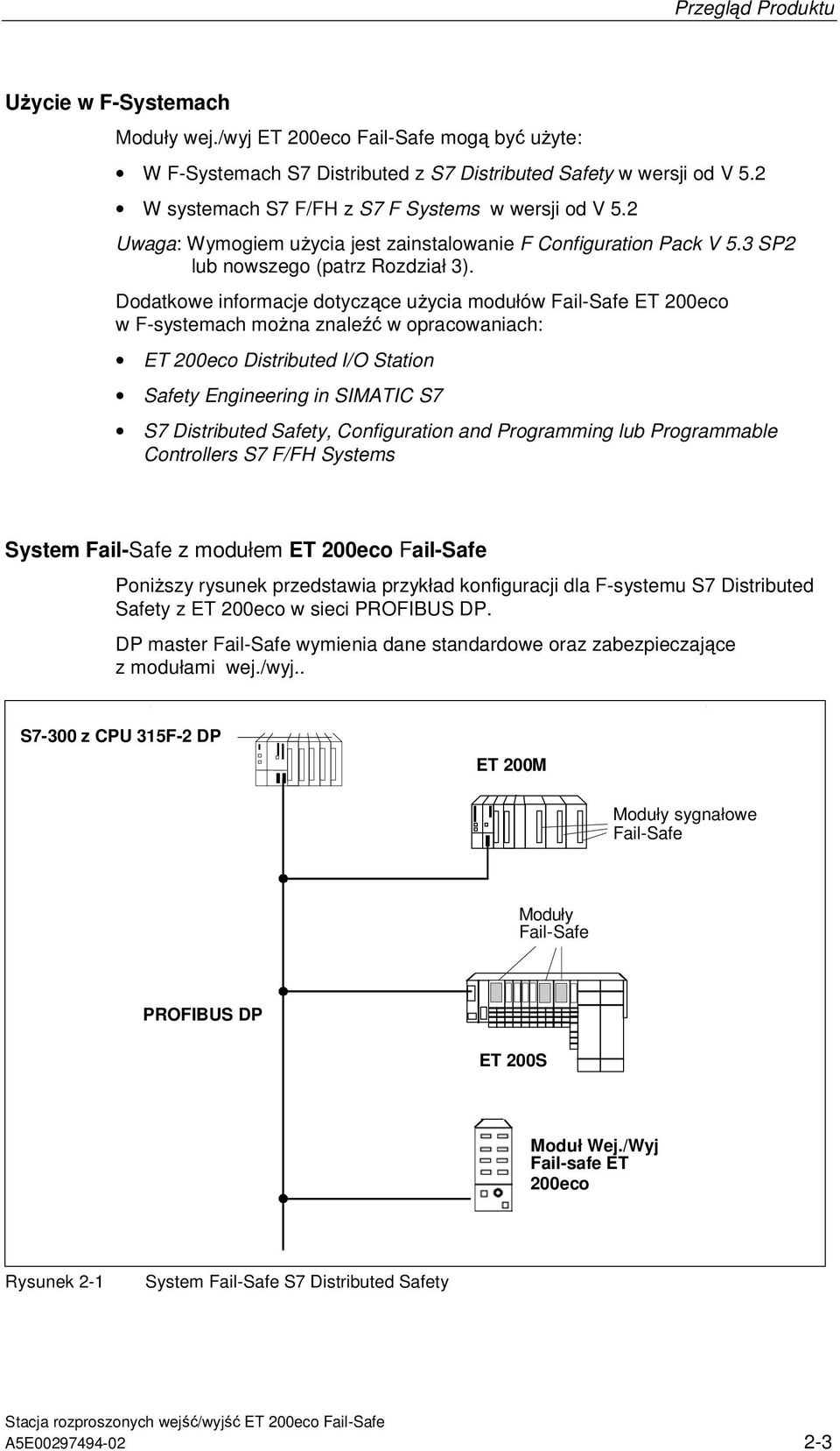 Dodatkowe informacje dotyczce uycia modułów Fail-Safe ET 200eco w F-systemach mona znale w opracowaniach: ET 200eco Distributed I/O Station Safety Engineering in SIMATIC S7 S7 Distributed Safety,