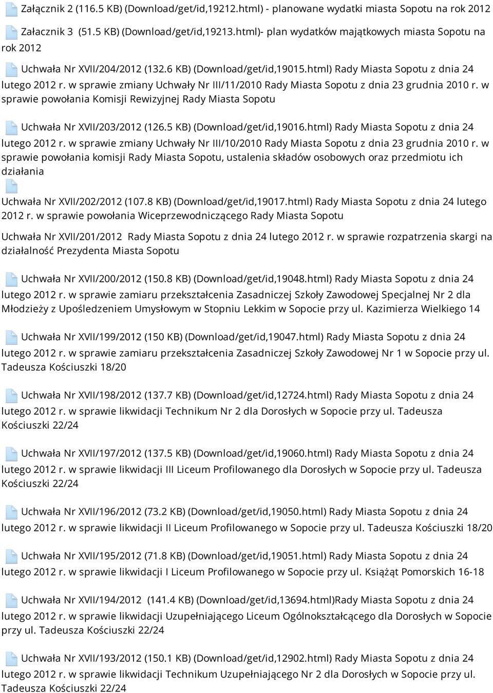 w sprawie zmiany Uchwały Nr III/11/2010 Rady Miasta Sopotu z dnia 23 grudnia 2010 r. w sprawie powołania Komisji Rewizyjnej Rady Miasta Sopotu Uchwała Nr XVII/203/2012 (126.