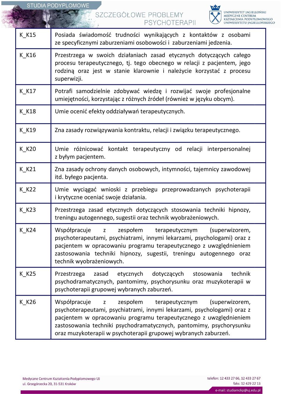 tego obecnego w relacji z pacjentem, jego rodziną oraz jest w stanie klarownie i należycie korzystać z procesu superwizji.