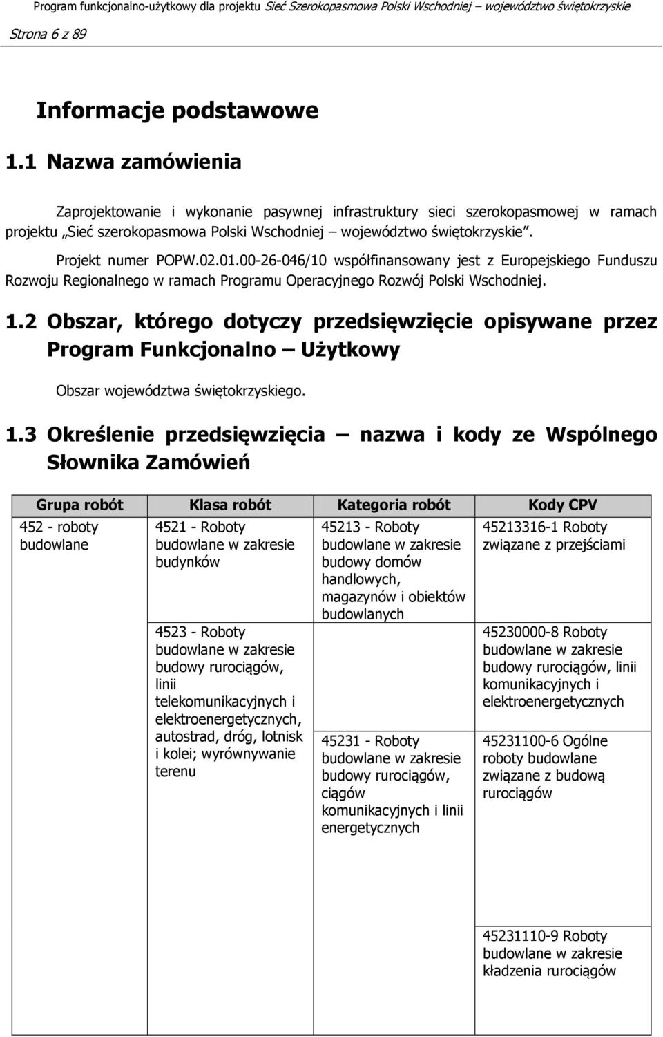 01.00-26-046/10 współfinansowany jest z Europejskiego Funduszu Rozwoju Regionalnego w ramach Programu Operacyjnego Rozwój Polski Wschodniej. 1.