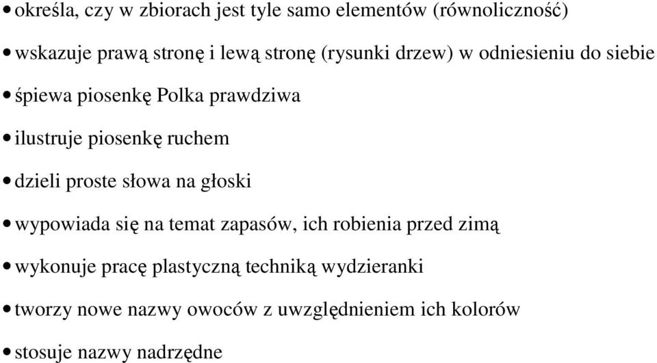 dzieli proste słowa na głoski wypowiada się na temat zapasów, ich robienia przed zimą wykonuje pracę