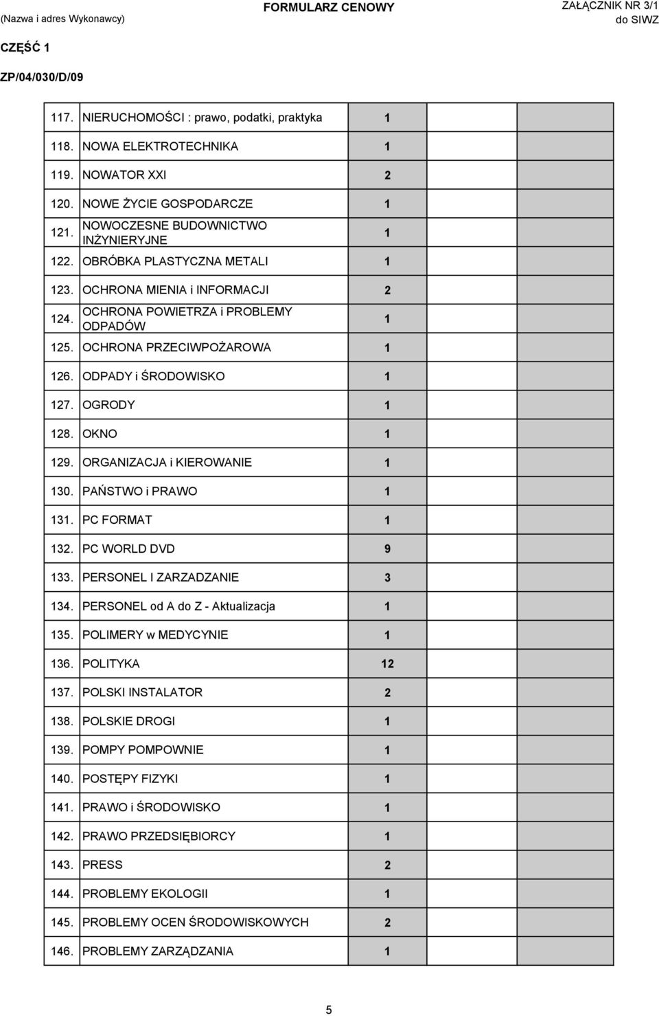 ORGANIZACJA i KIEROWANIE 30. PAŃSTWO i PRAWO 3. PC FORMAT 3. PC WORLD DVD 9 33. PERSONEL I ZARZADZANIE 3 34. PERSONEL od A do Z - Aktualizacja 35. POLIMERY w MEDYCYNIE 36. POLITYKA 37.