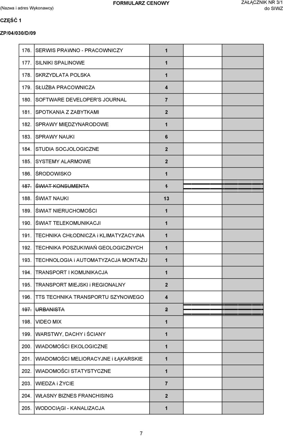 ŚWIAT TELEKOMUNIKACJI 9. TECHNIKA CHŁODNICZA i KLIMATYZACYJNA 9. TECHNIKA POSZUKIWAŃ GEOLOGICZNYCH 93. TECHNOLOGIA i AUTOMATYZACJA MONTAŻU 94. TRANSPORT I KOMUNIKACJA 95.