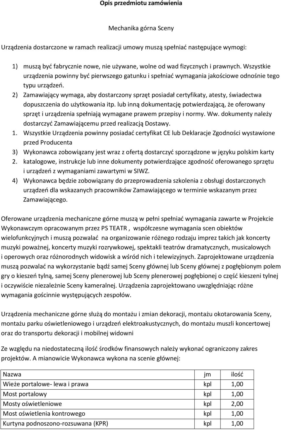 2) Zamawiający wymaga, aby dostarczony sprzęt posiadał certyfikaty, atesty, świadectwa dopuszczenia do użytkowania itp.