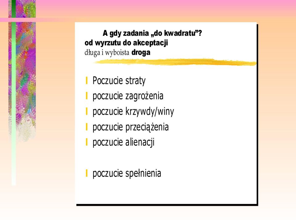 Poczucie straty poczucie zagrożenia poczucie