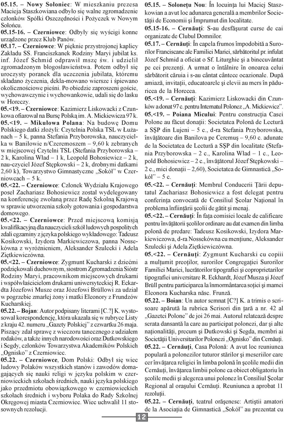 Spółki Oszczędności i Pożyczek w Nowym tăţii de Economii şi Împrumut din localitate. Sołońcu. 05.15-16. Cernăuţi: S-au desfăşurat curse de cai 05.15-16. Czerniowce: Odbyły się wyścigi konne urządzone przez Klub Panów.