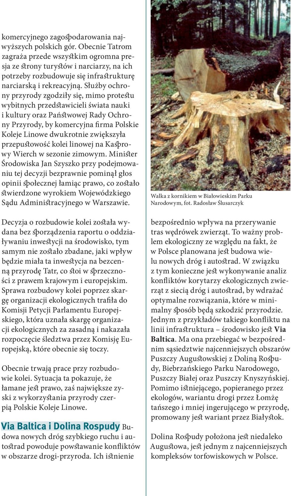 Służby ochrony przyrody zgodziły się, mimo protestu wybitnych przedstawicieli świata nauki i kultury oraz Państwowej Rady Ochrony Przyrody, by komercyjna firma Polskie Koleje Linowe dwukrotnie