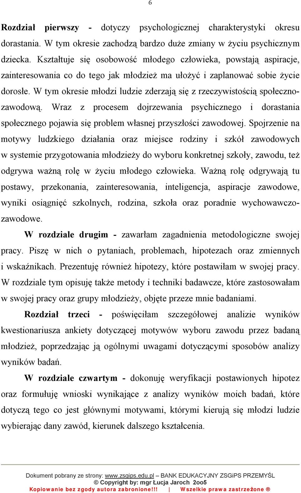 W tym okresie młodzi ludzie zderzają się z rzeczywistością społecznozawodową. Wraz z procesem dojrzewania psychicznego i dorastania społecznego pojawia się problem własnej przyszłości zawodowej.