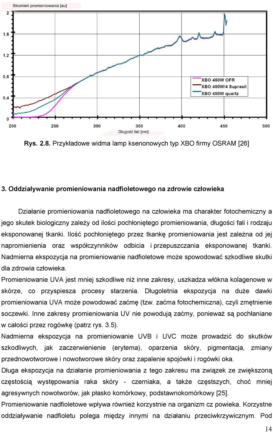 pochłoniętego promieniowania, długości fali i rodzaju eksponowanej tkanki.