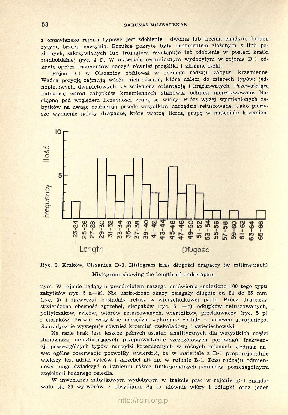 W materiale ceramicznym wydobytym w rejonie D-1 odkryto oprócz fragmentów naczyń również przęśliki i gliniane łyżki. Rejon D-1 w Olszanicy obfitował w różnego rodzaju zabytki krzemienne.