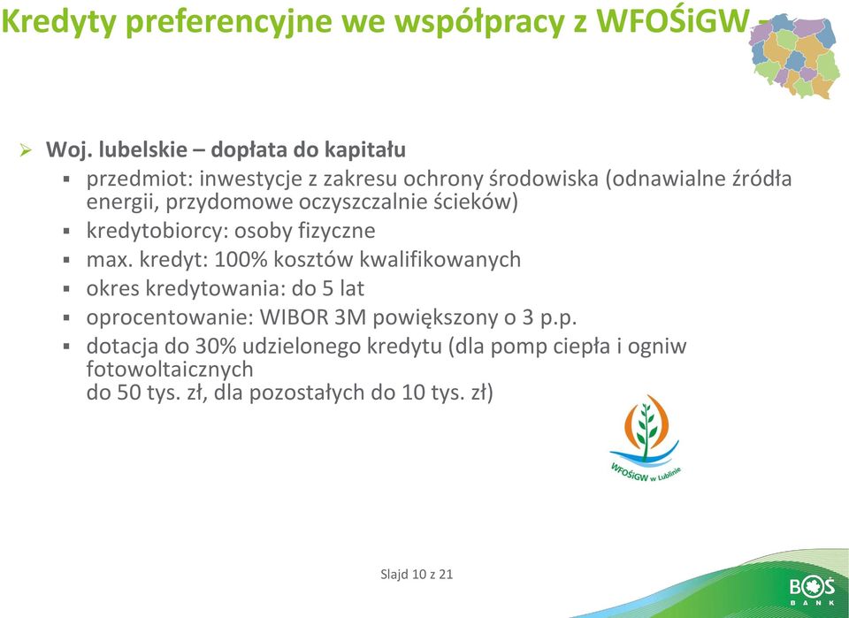 oczyszczalnie ścieków) kredytobiorcy: osoby fizyczne max.