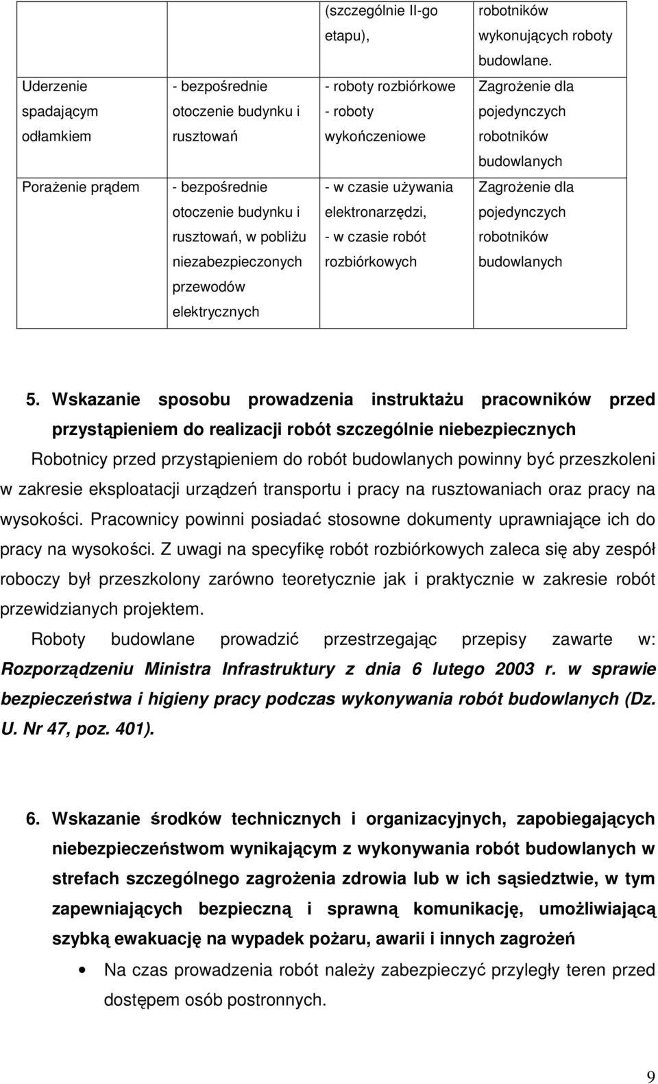 bezpośrednie - w czasie uŝywania ZagroŜenie dla otoczenie budynku i elektronarzędzi, pojedynczych rusztowań, w pobliŝu - w czasie robót robotników niezabezpieczonych rozbiórkowych budowlanych