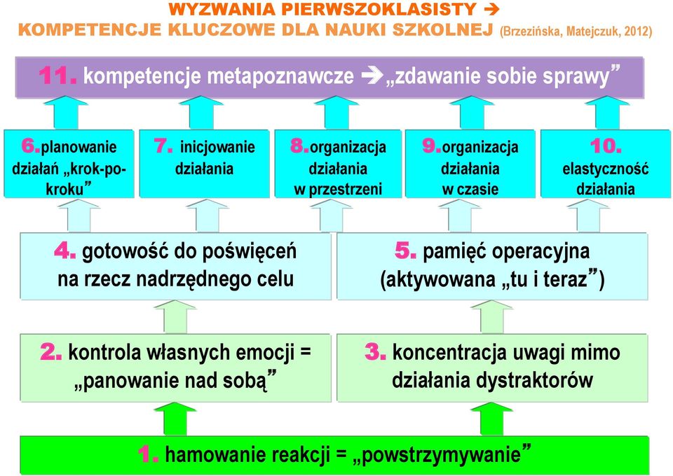 organizacja działania w przestrzeni 9.organizacja działania w czasie 10. elastyczność działania 4.